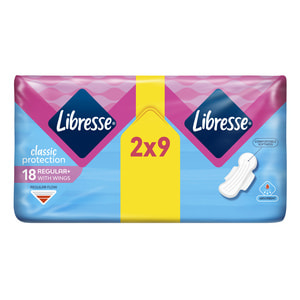 Прокладки гигиенические женские LIBRESSE (Либресс) Classic Protection Regular+ (Классик протекшн Регулар+) 18 шт
