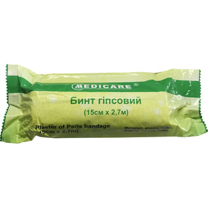 Бинт гипсовый Medicare размер ширина 15 см х длина 2,7 м 1 шт