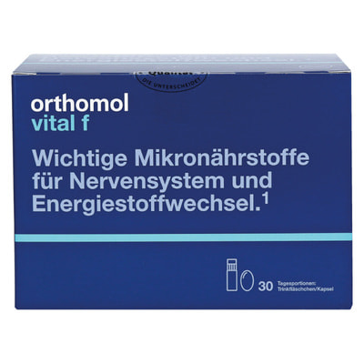 Ортомол Вітал Ф (Orthomol Vital F) вітамінний комплекс для жінок питні пляшечки + капсули на курс прийому 30 днів