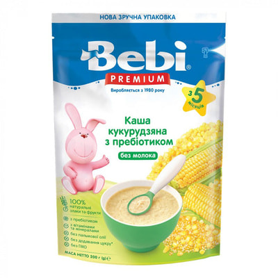 Каша безмолочная детская BEBI PREMIUM (Беби Премиум) Кукурузная с пребиотиками мягкая упаковка 200 г
