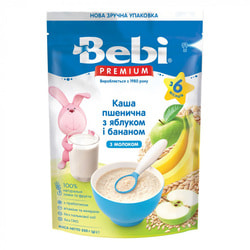 Каша молочна дитяча KOLINSKA BEBI (Колинська бебі) Преміум Пшенична з яблуком і бананом для дітей з 6-ти місяців м'яка упаковка 200 г
