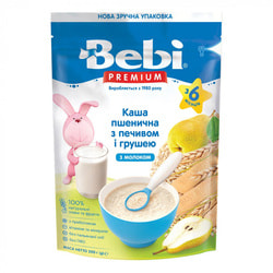 Каша молочна дитяча BEBI PREMIUM (Бебі Преміум) Пшенична з печивом та грушею м'яка упаковка 200 г