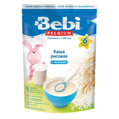 Каша молочная детская KOLINSKA BEBI Premium (Колинска беби премиум) Рисовая мягкая упаковка 200 г