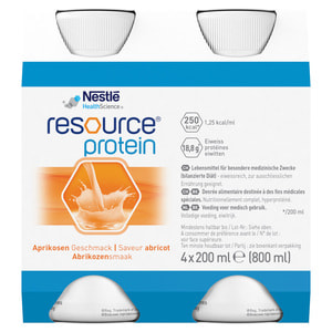 Пищевой продукт для специальных медицинских целей NESTLE (Нестле) Resource Protein (Ресурс Протеин) со вкусом абрикоса по 200 мл 4 флакона