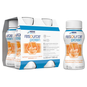 Пищевой продукт для специальных медицинских целей NESTLE (Нестле) Resource Protein (Ресурс Протеин) со вкусом абрикоса по 200 мл 4 флакона