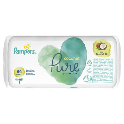 Серветки вологі дитячі PAMPERS (Памперс) Pure Coconut (П'юр Коконат) упаковка 84 шт