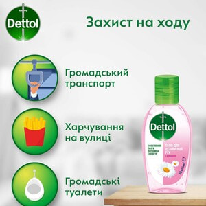 Антисептик для рук Dettol (Деттол) засіб для дезинфекціїз екстрактом ромашки гель флакон 50 мл