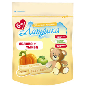 Печенье детское растворимое ЛАПУШКА яблоко + тыква 120 г