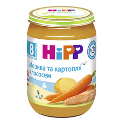 Пюре рибо-овочеве дитяче HIPP (Хіпп) Морква, картопля з лососем з 8 місяців 190 г