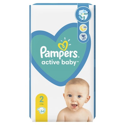 Подгузники для детей PAMPERS (Памперс) 2 от 4 до 8 кг упаковка 64 шт
