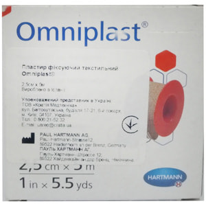 Пластырь фиксирующий OMNIPLAST (Омнипласт) текстильный размер 5м х 2,5 см 1 шт