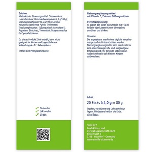 Напиток горячий с витамином С и цинком SUNLIFE (Санлайф) Heibe Holunder Vitamin C + Zink Sticks стик 4 г 20 шт