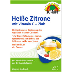 Напиток горячий с витамином С и цинком SUNLIFE (Санлайф) Heibe Zitrone Vitamin C + Zink Sticks стик 4 г упаковка 20 шт