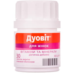 Дуовит для женщин витамины и минералы таблетки без сахара с витамином С, витамином Д и цинком флакон 30 шт