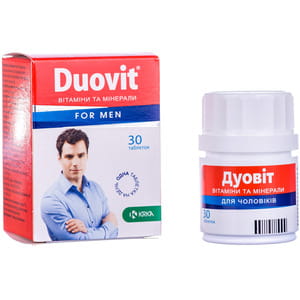 Дуовит для чоловіків вітаміни та мінерали таблетки без цукру з вітаміном С, вітаміном Д і цинком флакон 30 шт
