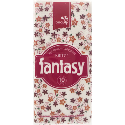 Хустинки носові FANTASY (Фентезі бьюті) Beauty 3 шари з ароматом квіти 10шт