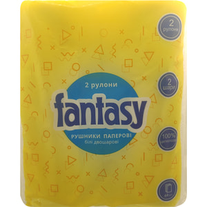 Полотенца бумажные FANTASY (Фентези) двухслойные белые 2 рулона (11,5 м)