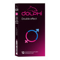 Презервативи латексні DOLPHI (Долфі) Double effect (Дабл ефект) з крапками та ребрами з смазкою з зігріваючим та пролонгуючим ефектом 12 шт