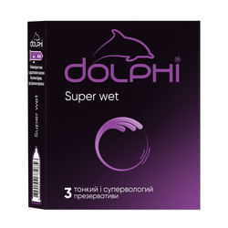 Презервативи латексні DOLPHI (Долфі) Super Wet (Супер вет) супертонкі в силіконовій смазці 3 шт