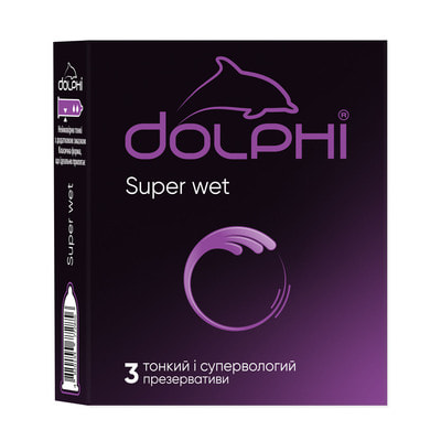 Презервативы латексные DOLPHI (Долфи) Super Wet (Супер вет) супертонкие в силиконовой смазке 3 шт