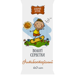Серветки вологі ДОБРИЙ ДОТИК Антибактеріальні 60 шт