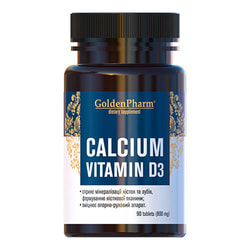Вітаміни GOLDEN PHARM (Голден Фарм) Кальцій вітамін Д3 таблетки флакон 90 шт