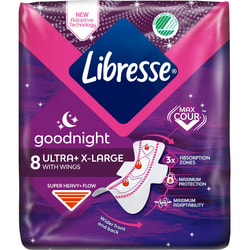 Прокладки гігієнічні жіночі LIBRESSE (Лібрес) Goodnight Ultra X-Large 8 шт