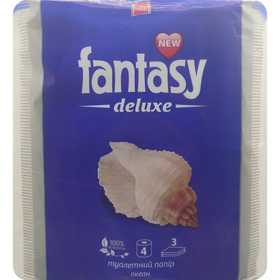Туалетний папір FANTASY (Фентезі) Deluxe 3 шари білий з ароматом океану 4 рулони