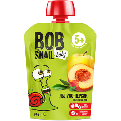 Пюре фруктовое Bob Snail (Боб Снеил) Улитка Боб Яблоко-персик для детей от 5 месяцев 90 г