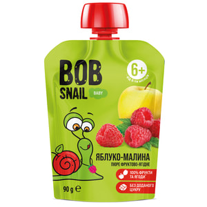 Пюре фруктовое Bob Snail (Боб Снеил) Улитка Боб Яблоко-малина для детей от 6 месяцев 90 г