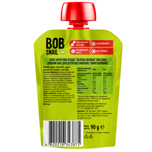 Пюре фруктовое Bob Snail (Боб Снеил) Улитка Боб Яблоко-малина для детей от 6 месяцев 90 г