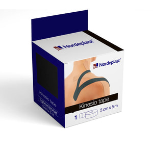 Пластырь медицинский кинезио тейп Nordeplast (Нордепласт) цвет черный размер 5 м х 5 см 1 шт