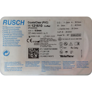 Трубка трахеостомическая для восстановления проходимости дыхательных путей, искусственной вентиляции легких с манжетой размер 8.0 мм Rusch CrystalClea