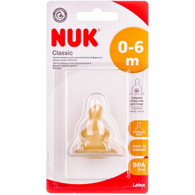 Соска латексная NUK (Нук) для каши с воздушным клапаном и средним отверстием 1 р