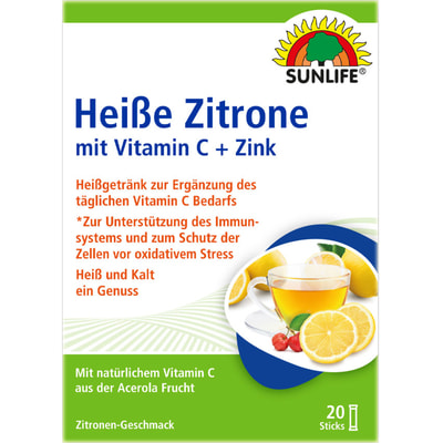 Напій гарячий з вітаміном С та цинком SUNLIFE (Санлайф) Heibe Zitrone Vitamin C + Zink Sticks стік 4 г 20 шт
