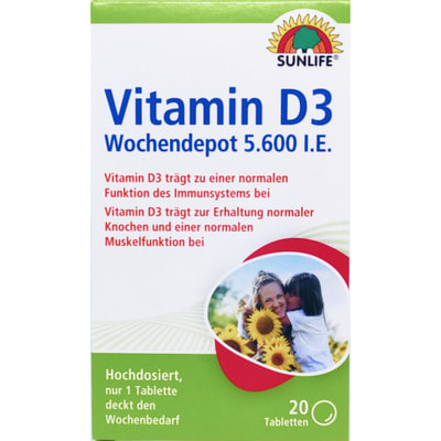 Витамины SUNLIFE (Санлайф) Vitamin D3 Витамин Д3 5600 I.E. таблетки 20 шт