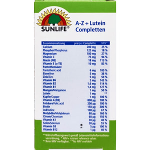 Вітаміни SUNLIFE (Санлайф) A-Z + Lutein Completten A-Z + Лютеїн каплети 60 шт