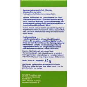 Вітаміни SUNLIFE (Санлайф) A-Z + Lutein Completten A-Z + Лютеїн каплети 60 шт