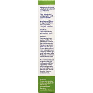 Витамины SUNLIFE (Санлайф) Kurbiskernol Kapseln Тыквенное масло + Витамин Е капсулы 50 шт