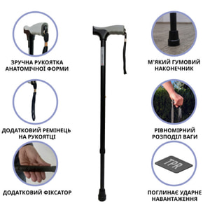 Трость алюминиевая с эргономической ручкой Doctor Life (Доктор Лайф) модель 11874/SZ-G цвет серая телескопическая регулируемая по висоте 1 шт НДС