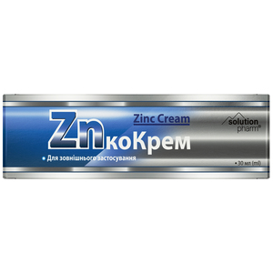 ЦинкоКрем крем для зовнішнього застосування антисептичний, протизапальний туба 30 мл Solution pharm