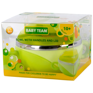 Тарелка детская BABY TEAM (Беби Тим) артикул 6092 с крышкой и ручками глубокая из нержавеющей стали с 10-ти месяцев