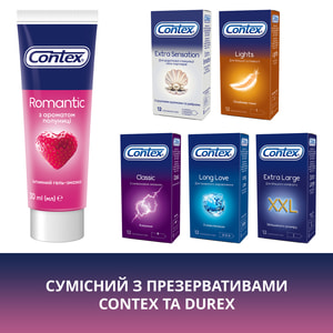 Интимный гель-смазка CONTEX (Контекс) Romantic (Романтик) с ароматим клубники (лубрикант) 30 мл NEW