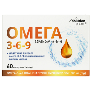 Омега 3-6-9 1000 мг капсули загальнозміцнюючої дії 6 блістерів по 10 шт Solution Pharm