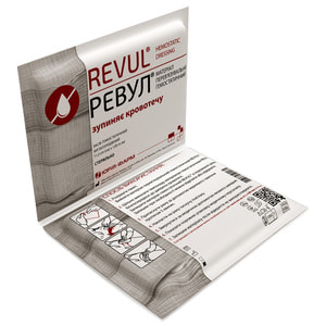 Бинт гемостатический материал перевязочный Revul (Ревул) абсорбирующий кровоостанавливающий 1 шт