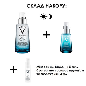 Набір VICHY (Віши) Мінерал 89 8 березня 2023 щоденний гель-бустер для підвищення пружності та зволоження шкіри обличчя 50 мл + гель навколо очей 15 мл