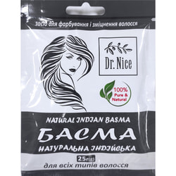 Басма індійська для всіх типів волосся DR.NICE (Доктор Найс) для фарбування та зміцнення натуральна 25 г