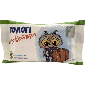 Серветки вологі DR.NICE (Доктор Найс) з ароматом зеленого чаю 15 шт