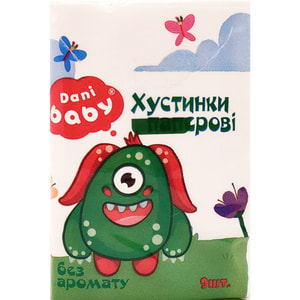 Платочки бумажные DANI BABY (Дани Беби) неароматизированные зеленые 9 шт