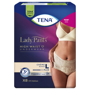 Трусы урологические для женщин TENA (Тена) Lady Pants Plus Large (Леди Пентс Плюс Лардж) Creme бежевые 8 шт